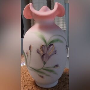 Fenton Blue Burmese Vase